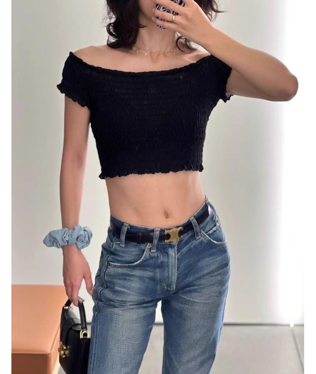 CELINE Черная шелковая футболка, фото 4