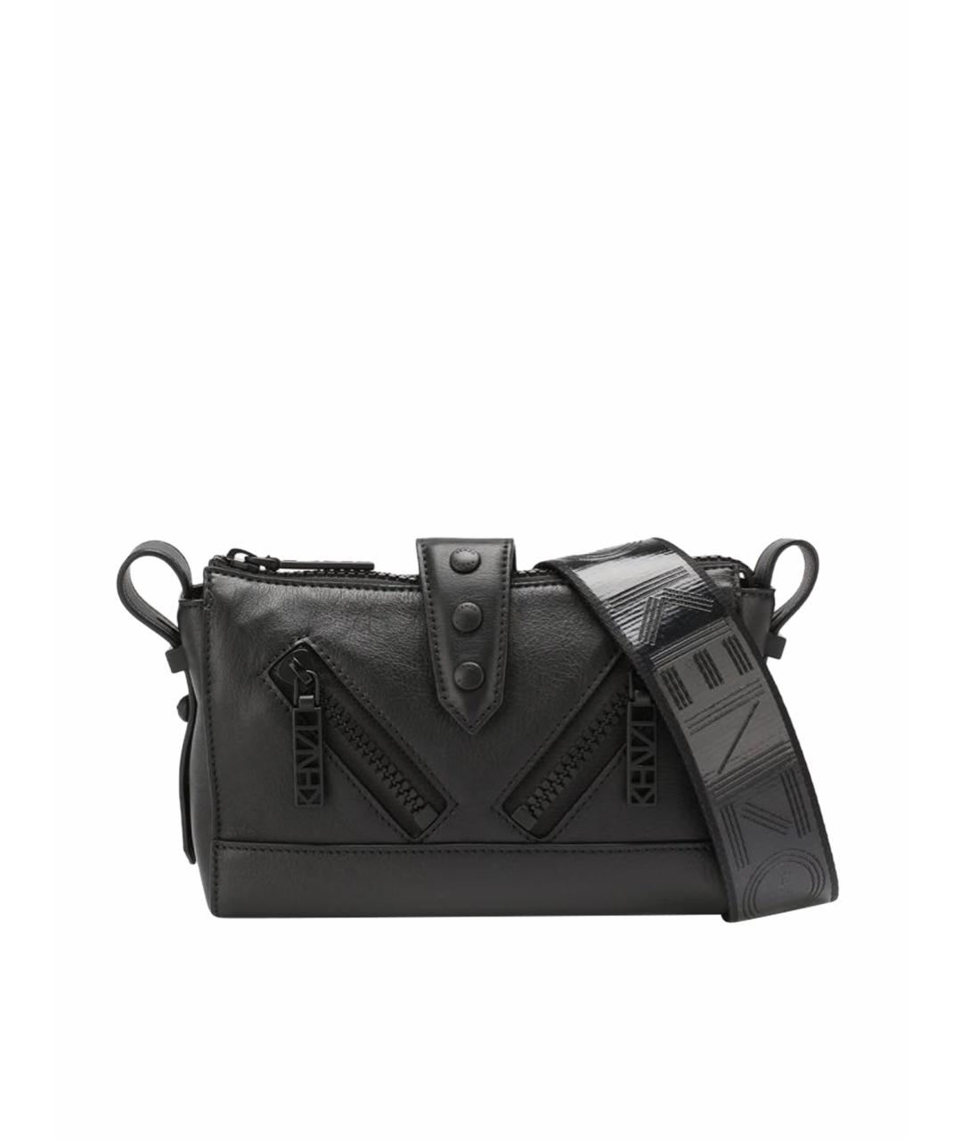 KENZO Черная кожаная сумка через плечо, фото 1