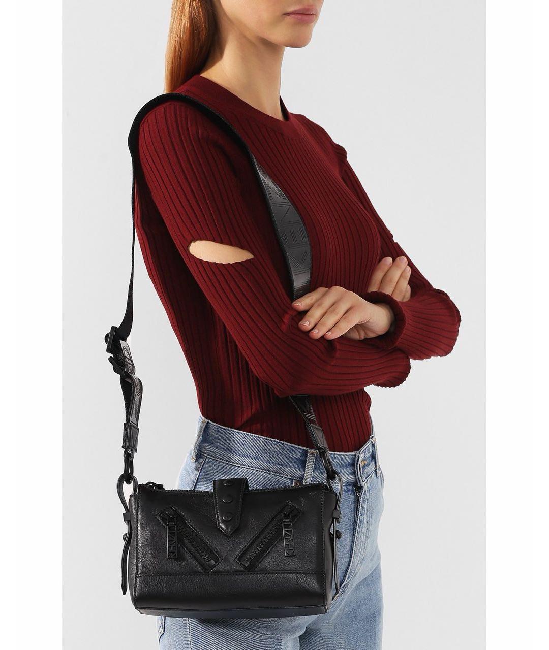 KENZO Черная кожаная сумка через плечо, фото 2