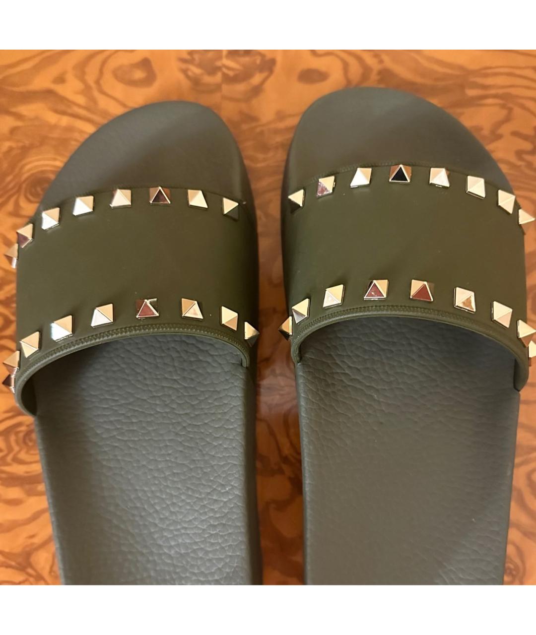 VALENTINO Хаки шлепанцы, фото 6