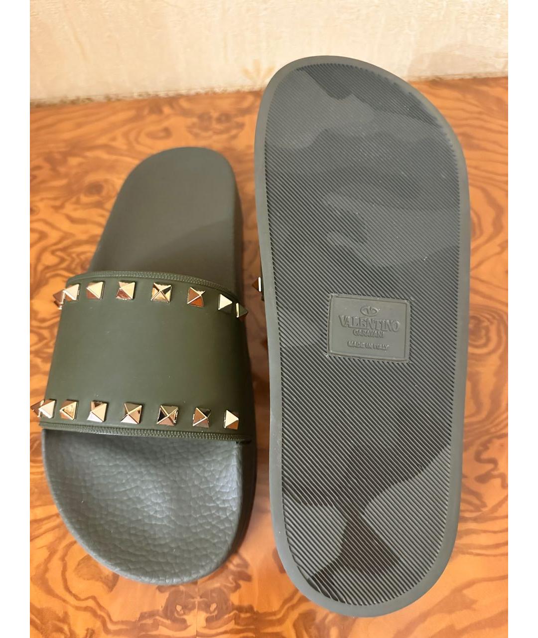 VALENTINO Хаки шлепанцы, фото 5
