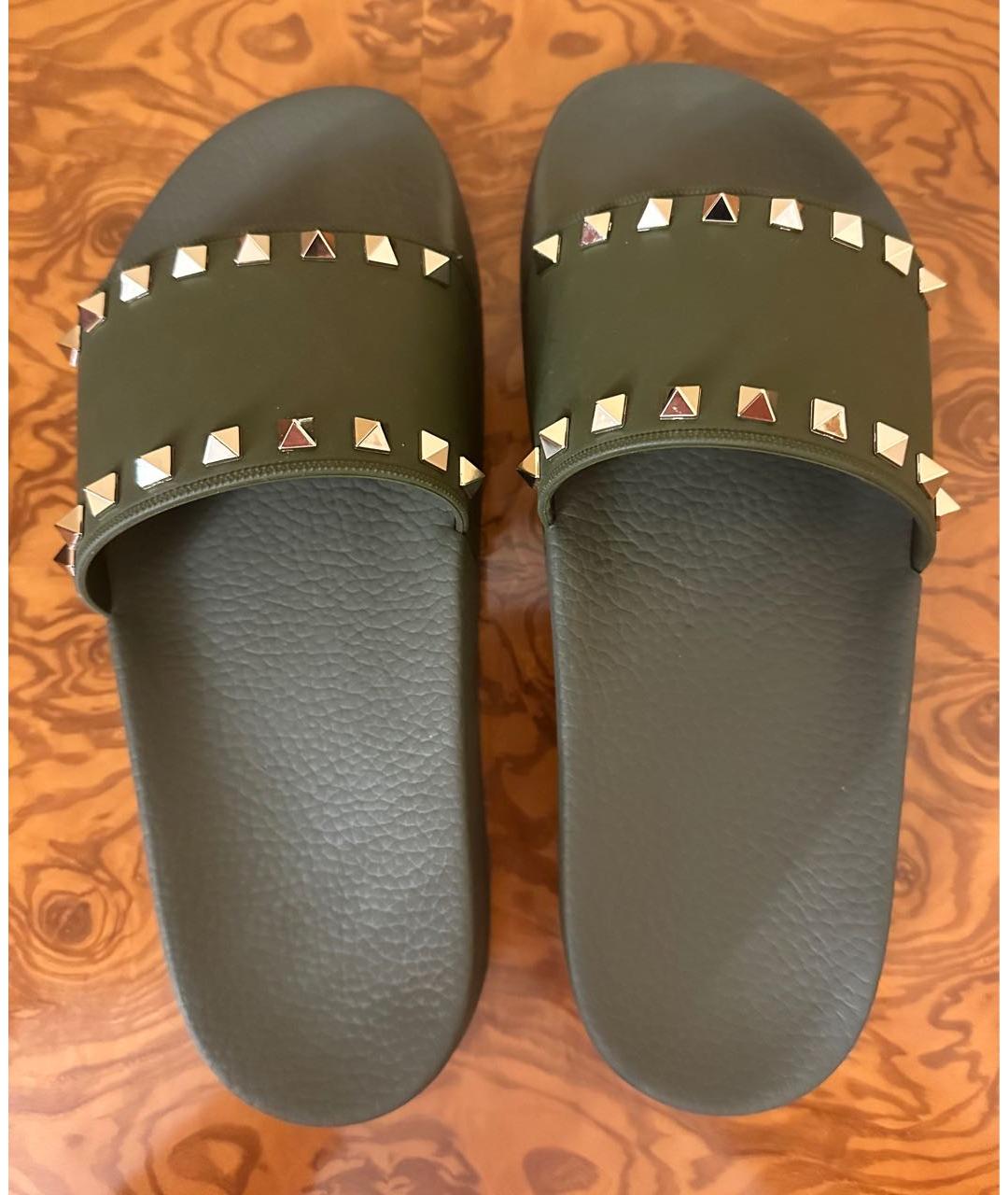 VALENTINO Хаки шлепанцы, фото 3
