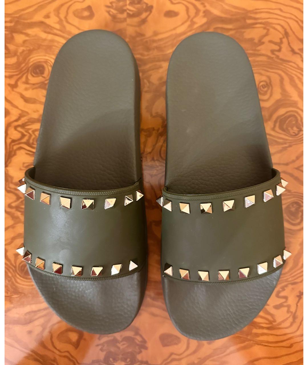 VALENTINO Хаки шлепанцы, фото 2
