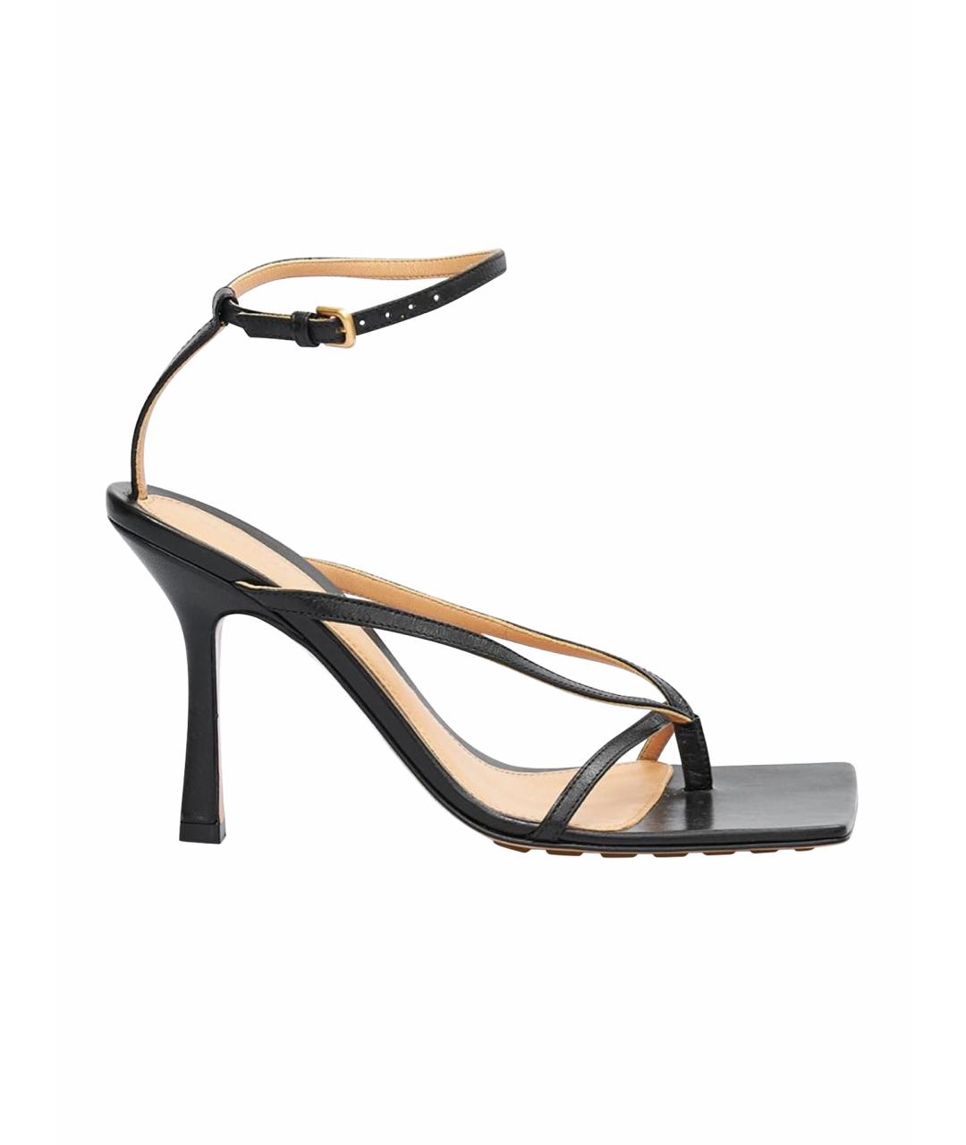 BOTTEGA VENETA Черные кожаные босоножки, фото 1