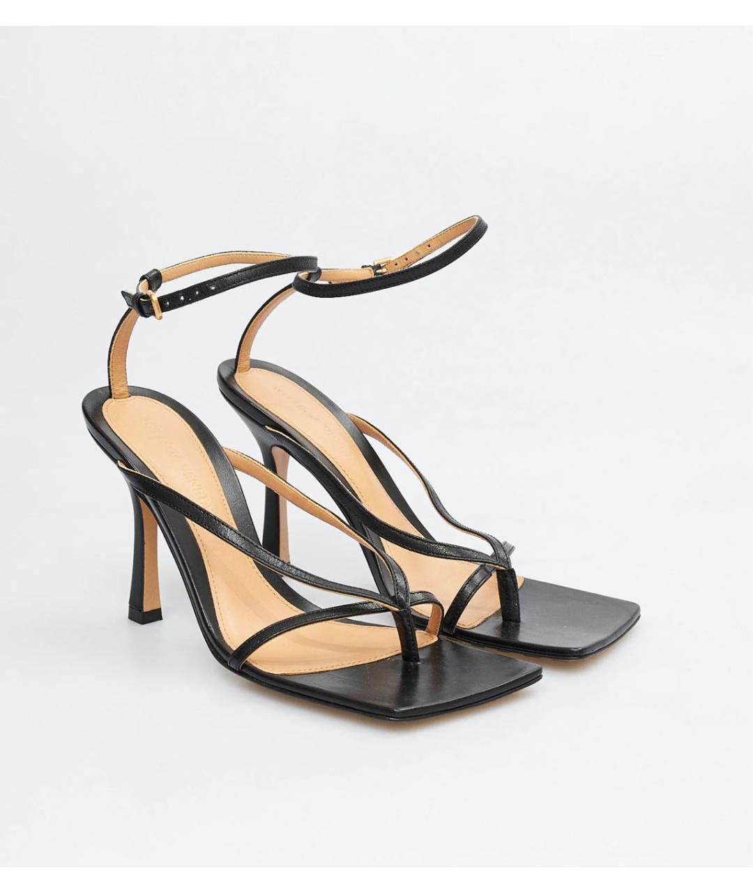 BOTTEGA VENETA Черные кожаные босоножки, фото 2