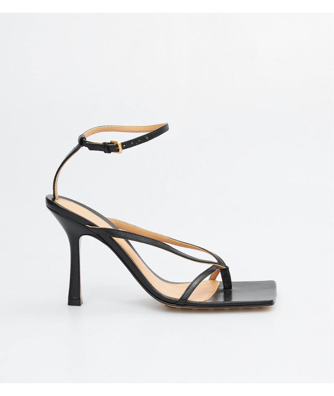 BOTTEGA VENETA Черные кожаные босоножки, фото 5