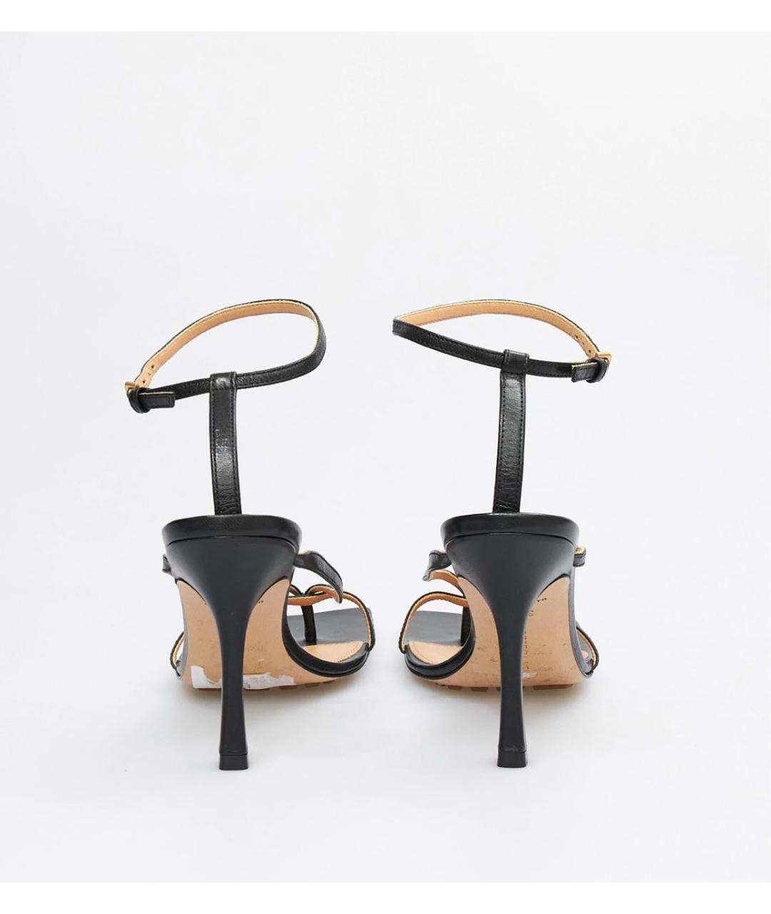 BOTTEGA VENETA Черные кожаные босоножки, фото 4