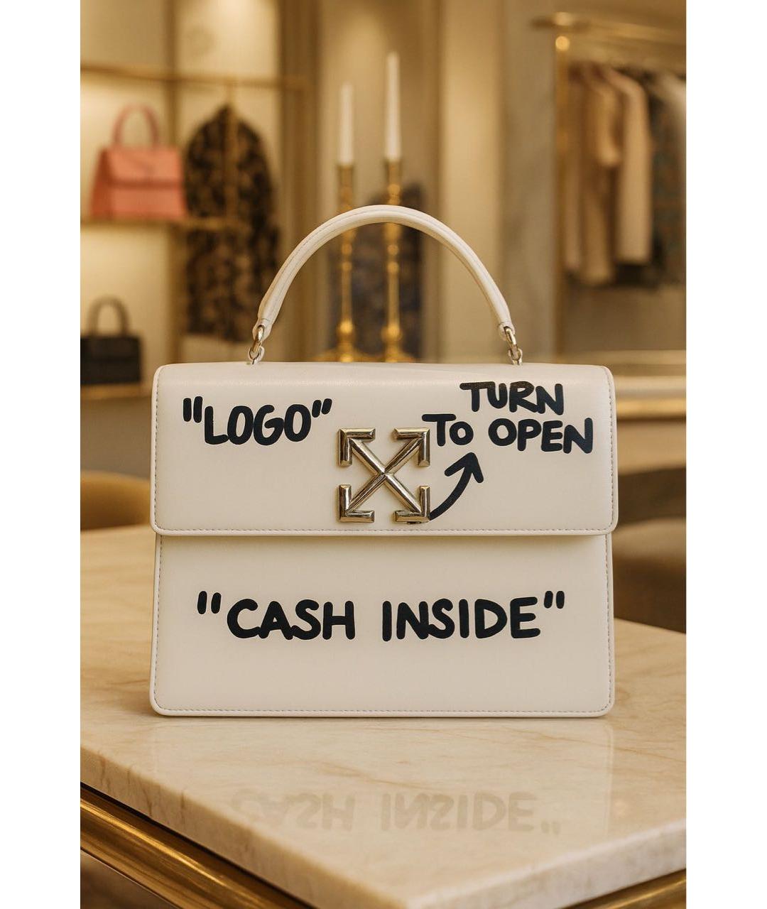 OFF-WHITE Белая сумка с короткими ручками, фото 5