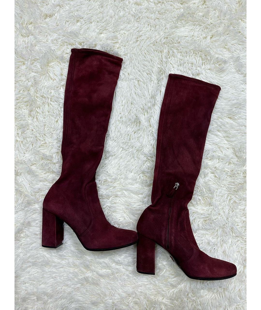 PRADA Бордовые сапоги, фото 6