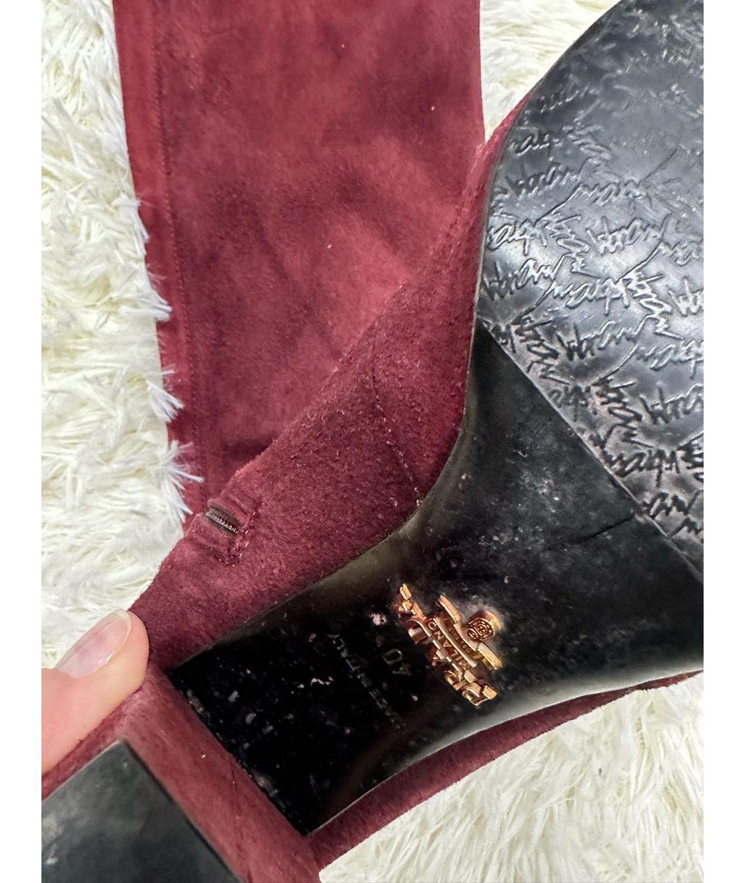 PRADA Бордовые сапоги, фото 3
