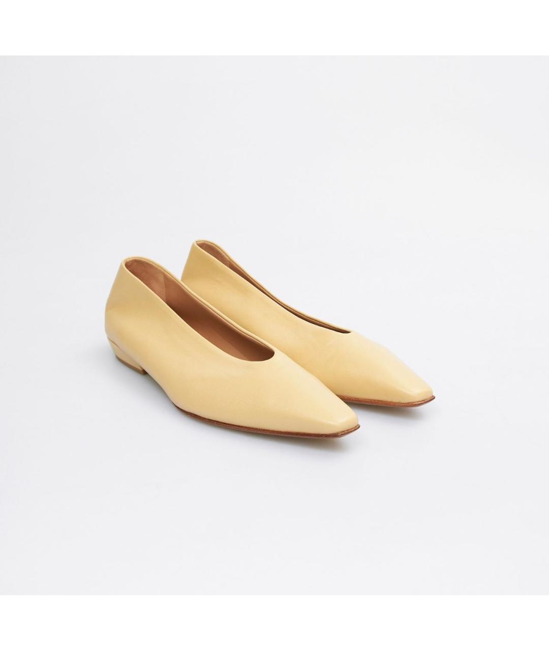 BOTTEGA VENETA Бежевые кожаные балетки, фото 2