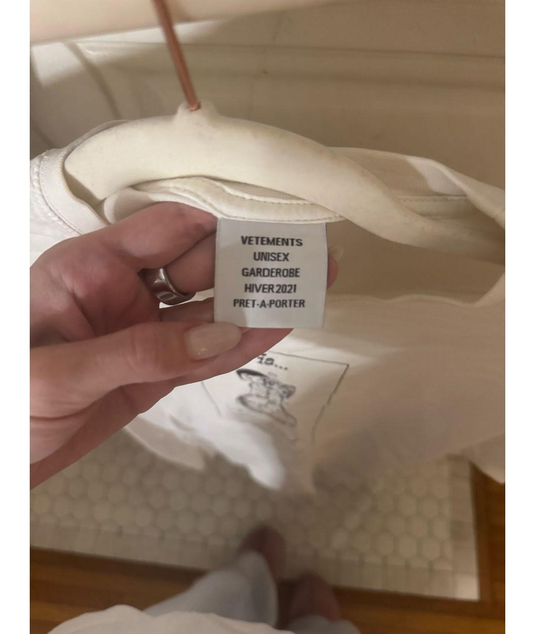 VETEMENTS Белая хлопковая футболка, фото 3