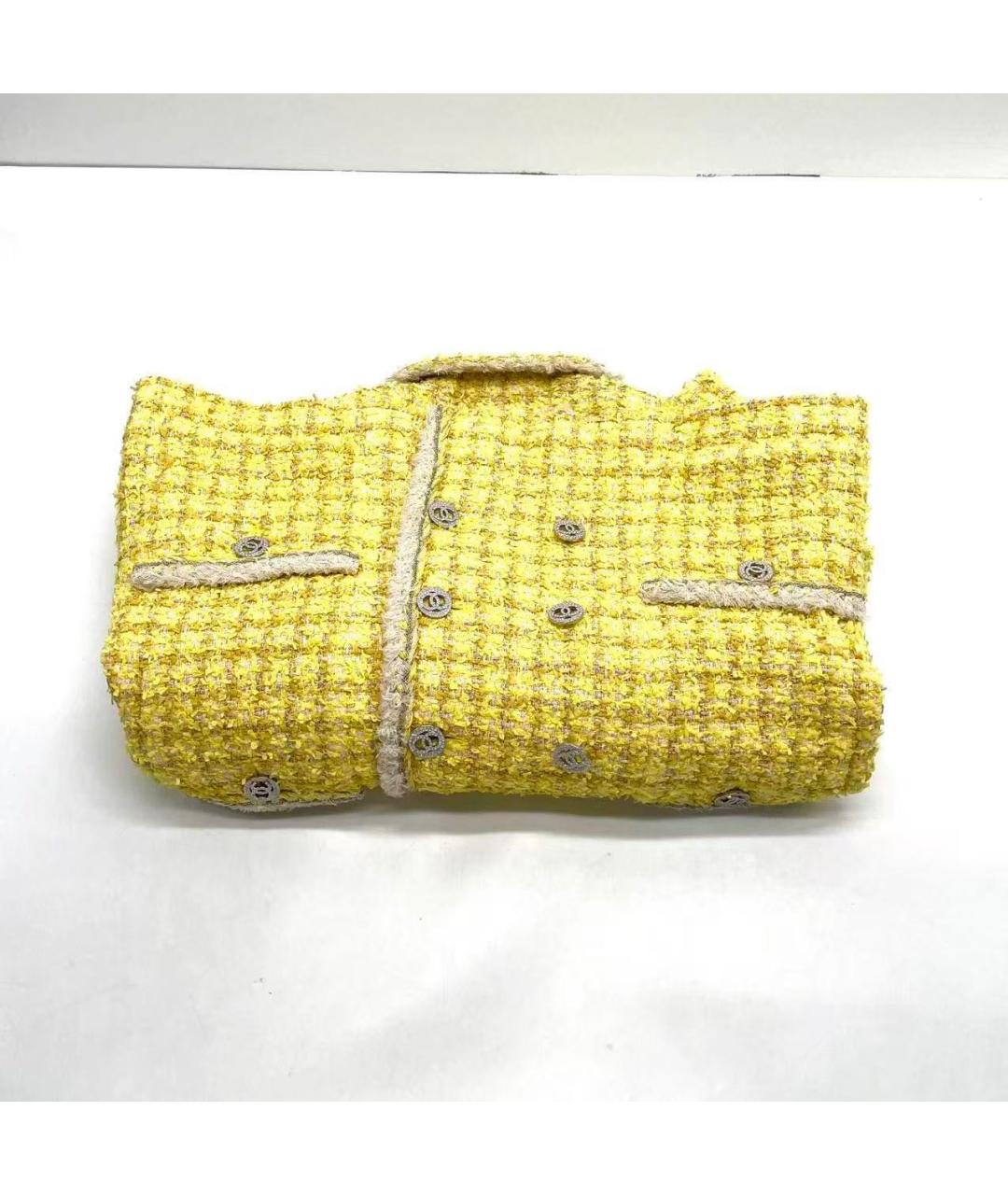 CHANEL Желтый твидовый жакет/пиджак, фото 4