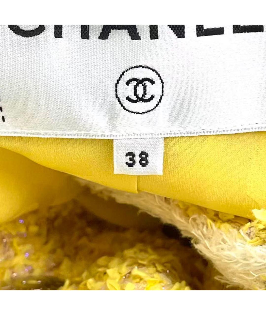 CHANEL Желтый твидовый жакет/пиджак, фото 5
