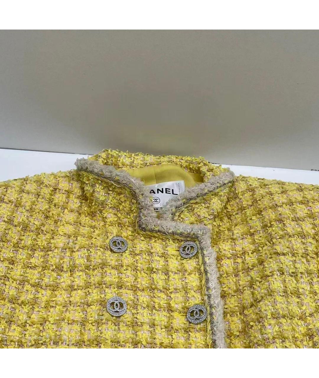 CHANEL Желтый твидовый жакет/пиджак, фото 7