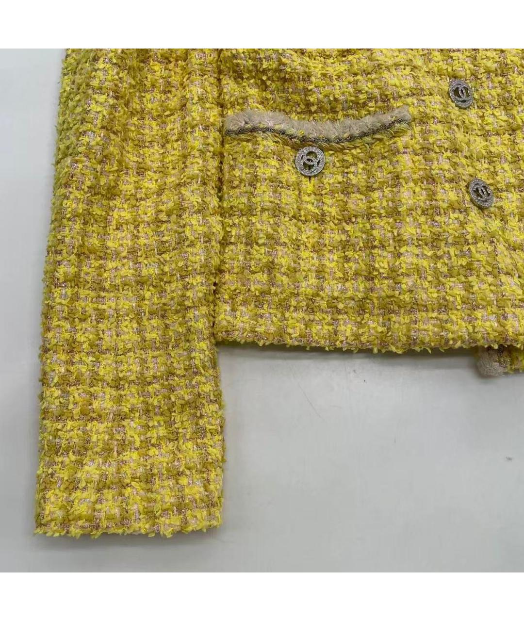 CHANEL Желтый твидовый жакет/пиджак, фото 2
