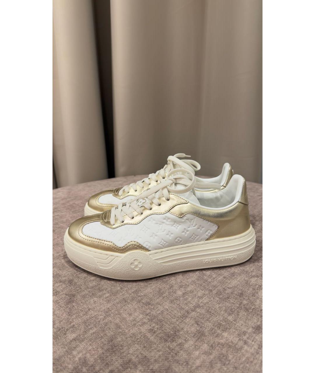 LOUIS VUITTON Золотые кожаные кеды, фото 7