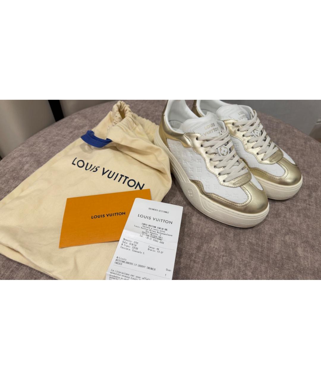 LOUIS VUITTON Золотые кожаные кеды, фото 6