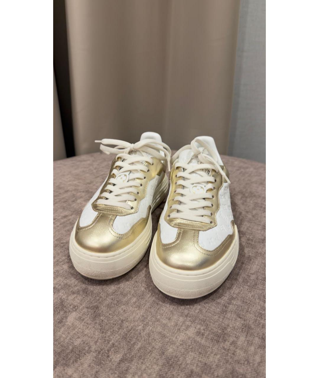 LOUIS VUITTON Золотые кожаные кеды, фото 2