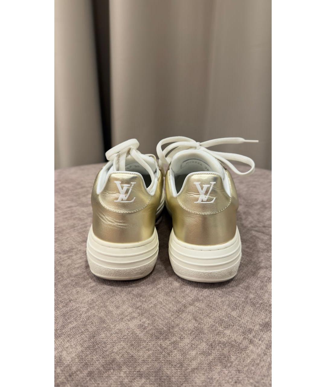 LOUIS VUITTON Золотые кожаные кеды, фото 4