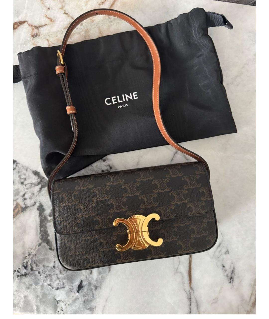 CELINE Коричневая сумка с короткими ручками, фото 6