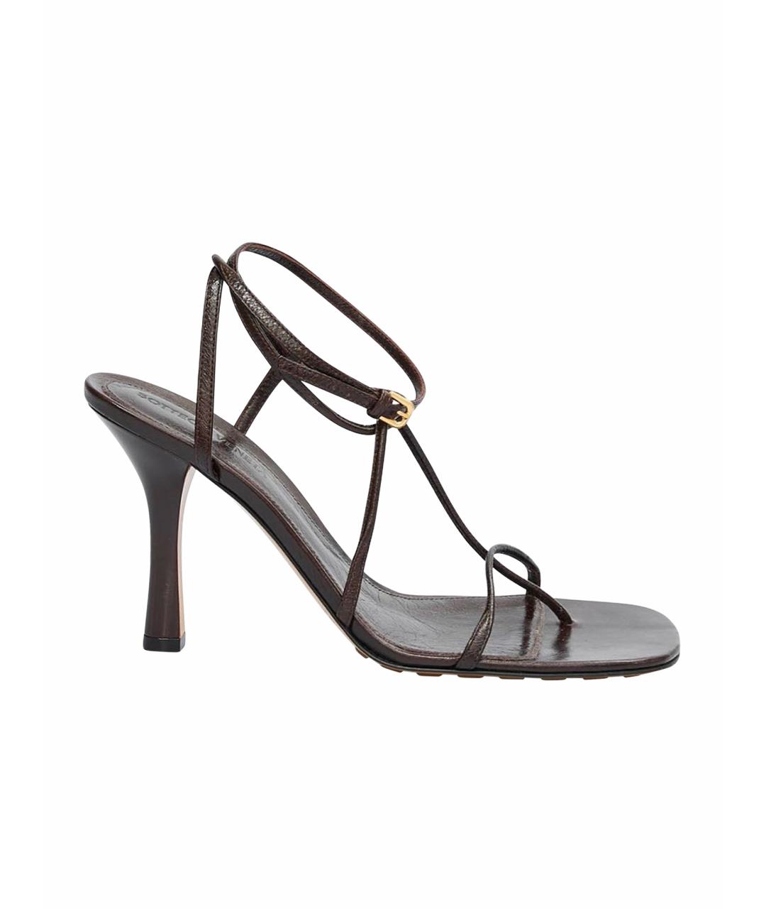 BOTTEGA VENETA Коричневые кожаные босоножки, фото 1