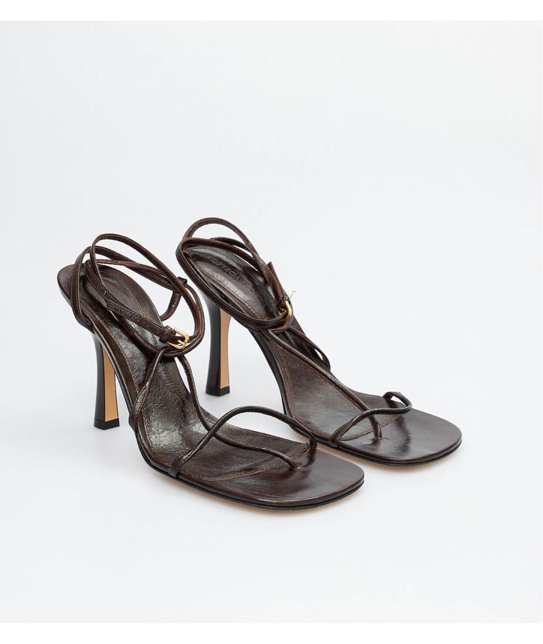 BOTTEGA VENETA Коричневые кожаные босоножки, фото 2