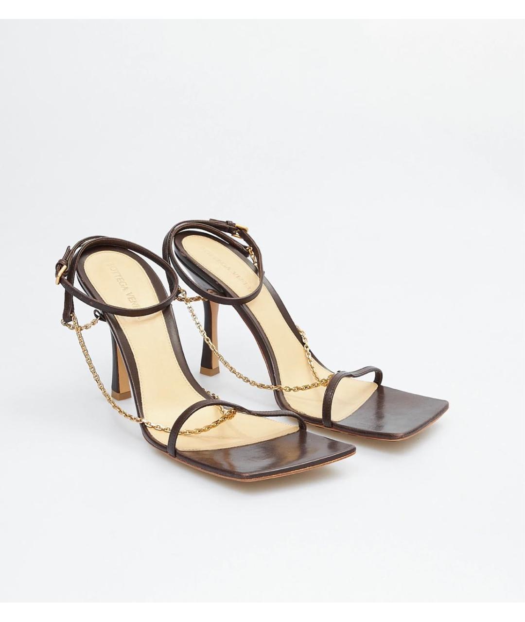 BOTTEGA VENETA Коричневые кожаные босоножки, фото 2