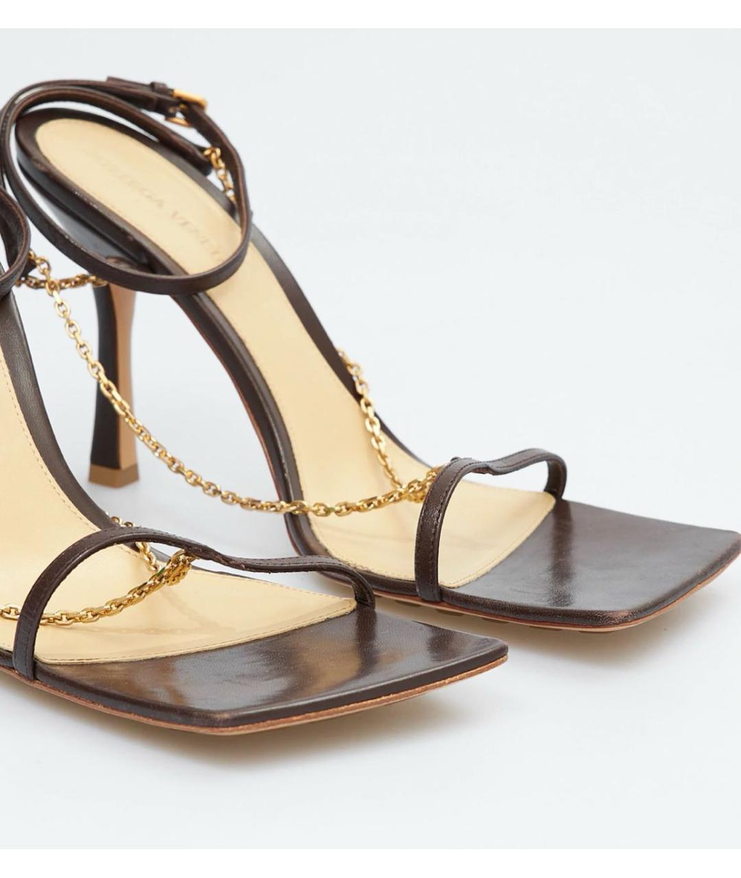 BOTTEGA VENETA Коричневые кожаные босоножки, фото 3