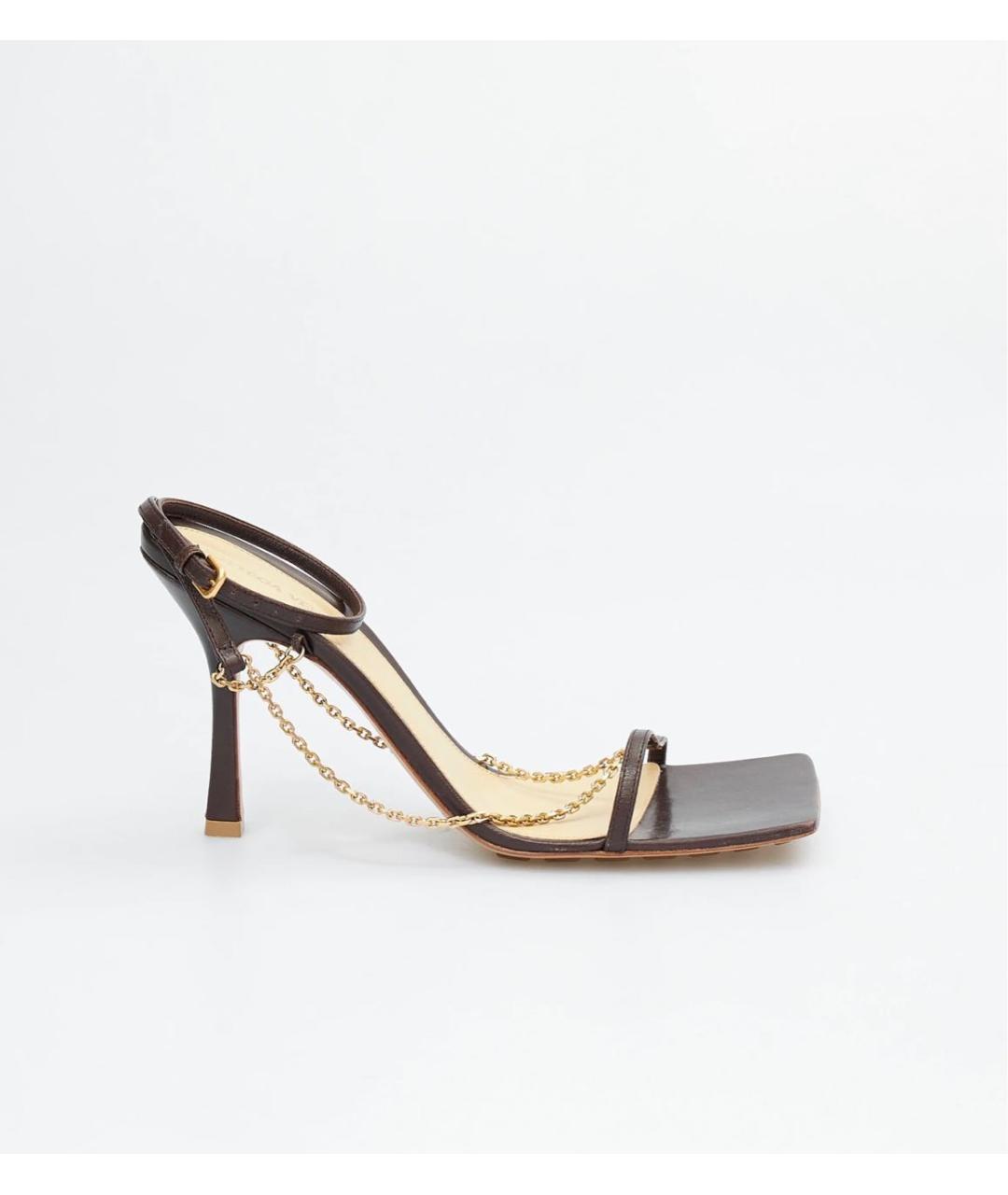 BOTTEGA VENETA Коричневые кожаные босоножки, фото 5