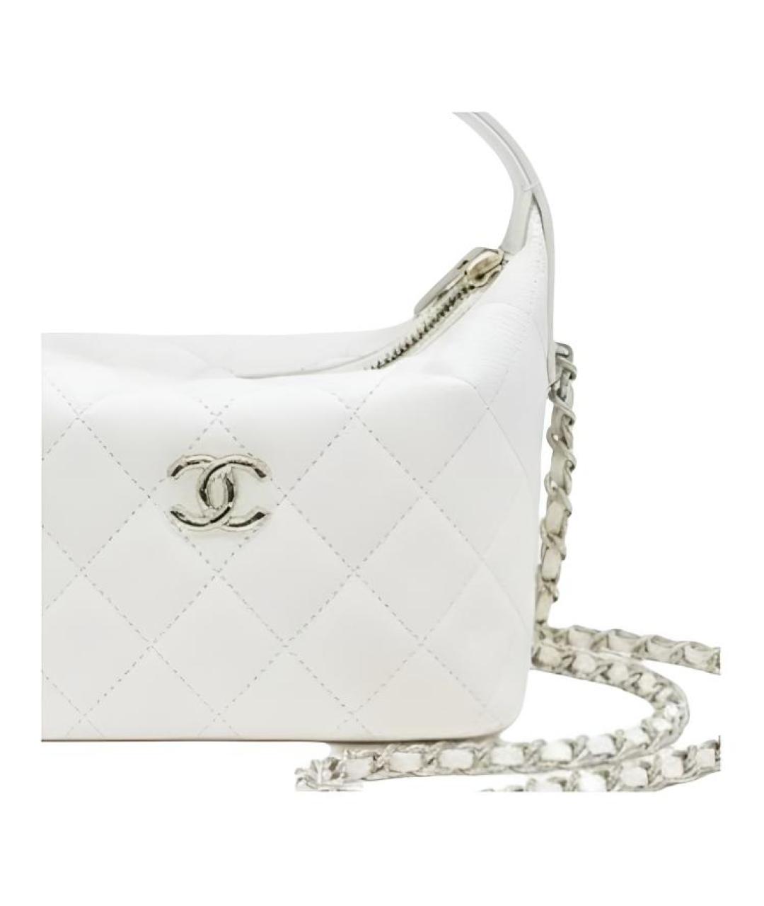 CHANEL Белая кожаная сумка через плечо, фото 5