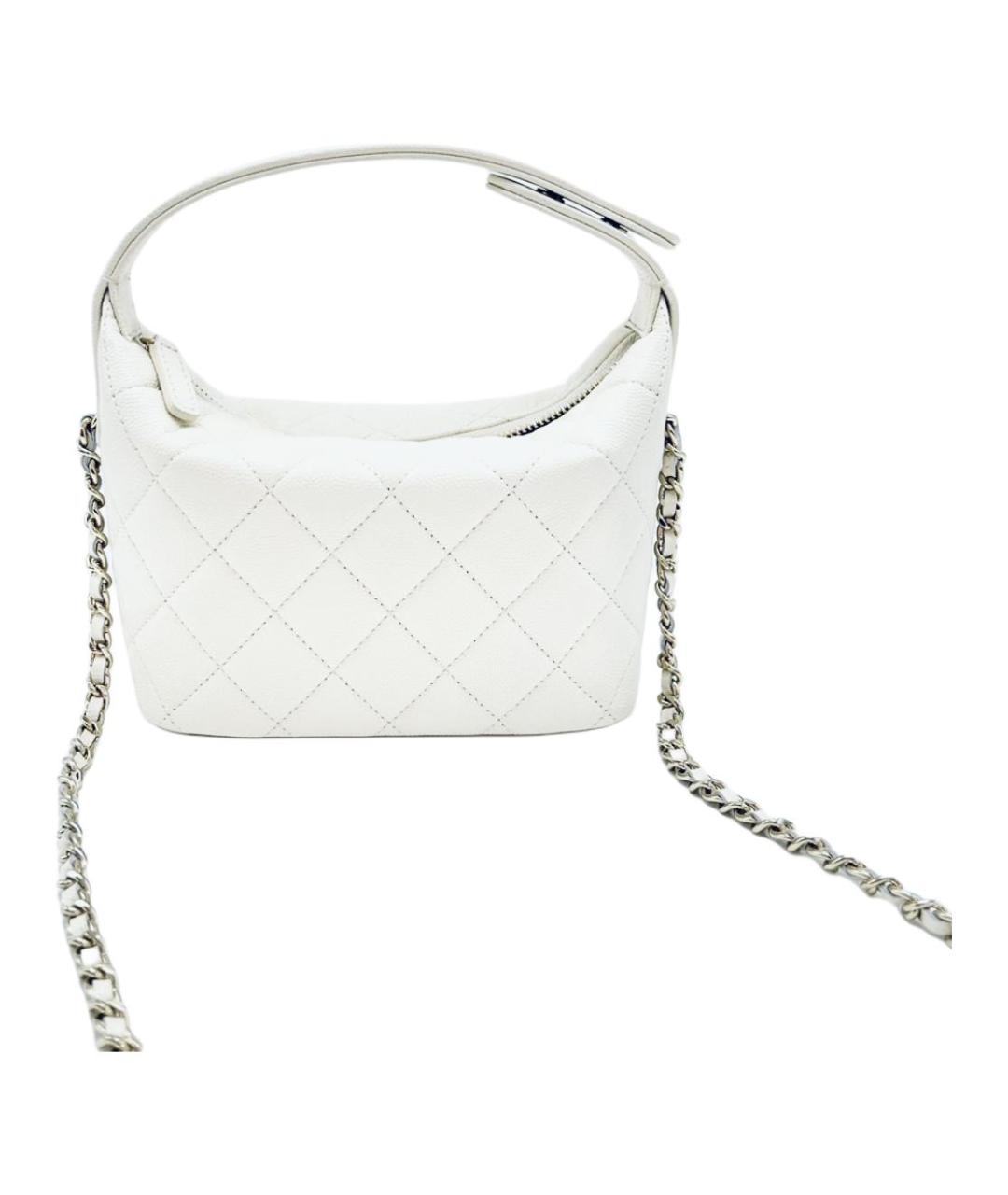 CHANEL Белая кожаная сумка через плечо, фото 4
