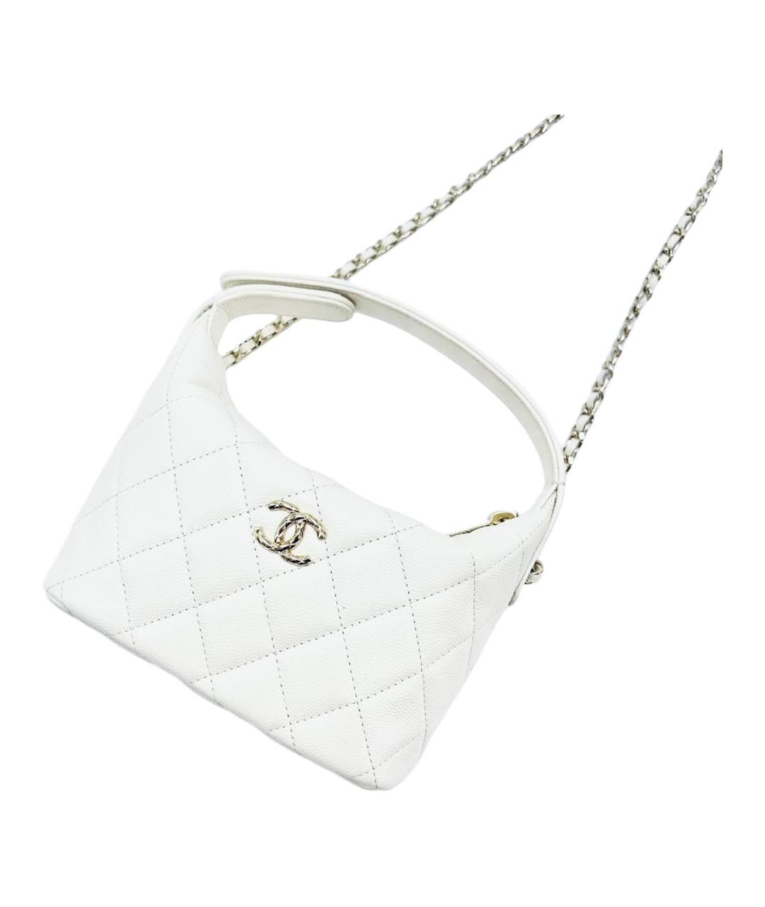 CHANEL Белая кожаная сумка через плечо, фото 2