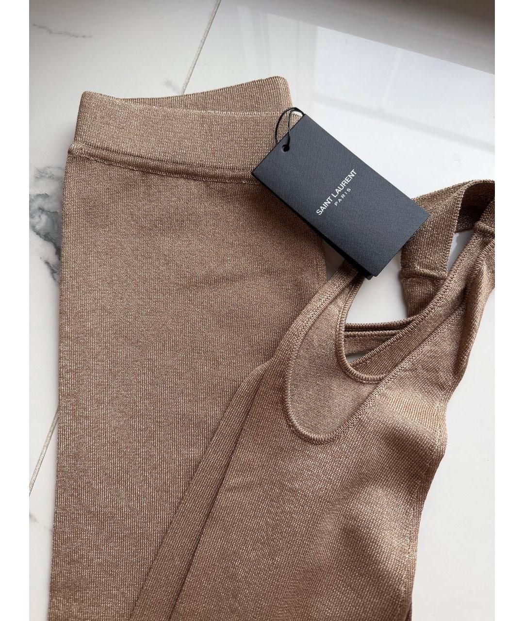 SAINT LAURENT Бежевые вискозные леггинсы и велосипедки, фото 2
