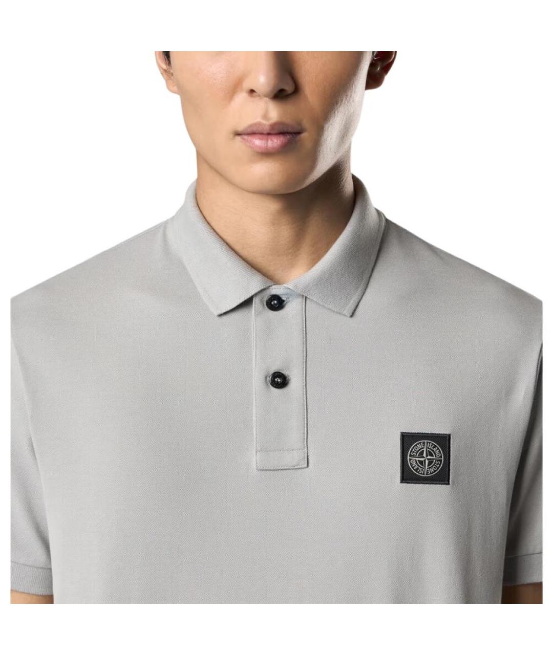 STONE ISLAND Серое поло с коротким рукавом, фото 4