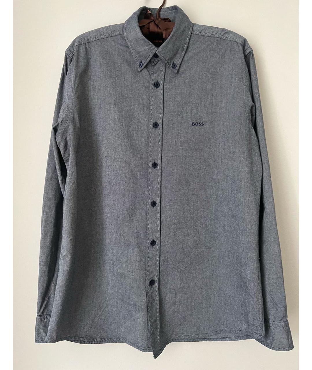 HUGO BOSS Синяя хлопковая кэжуал рубашка, фото 2