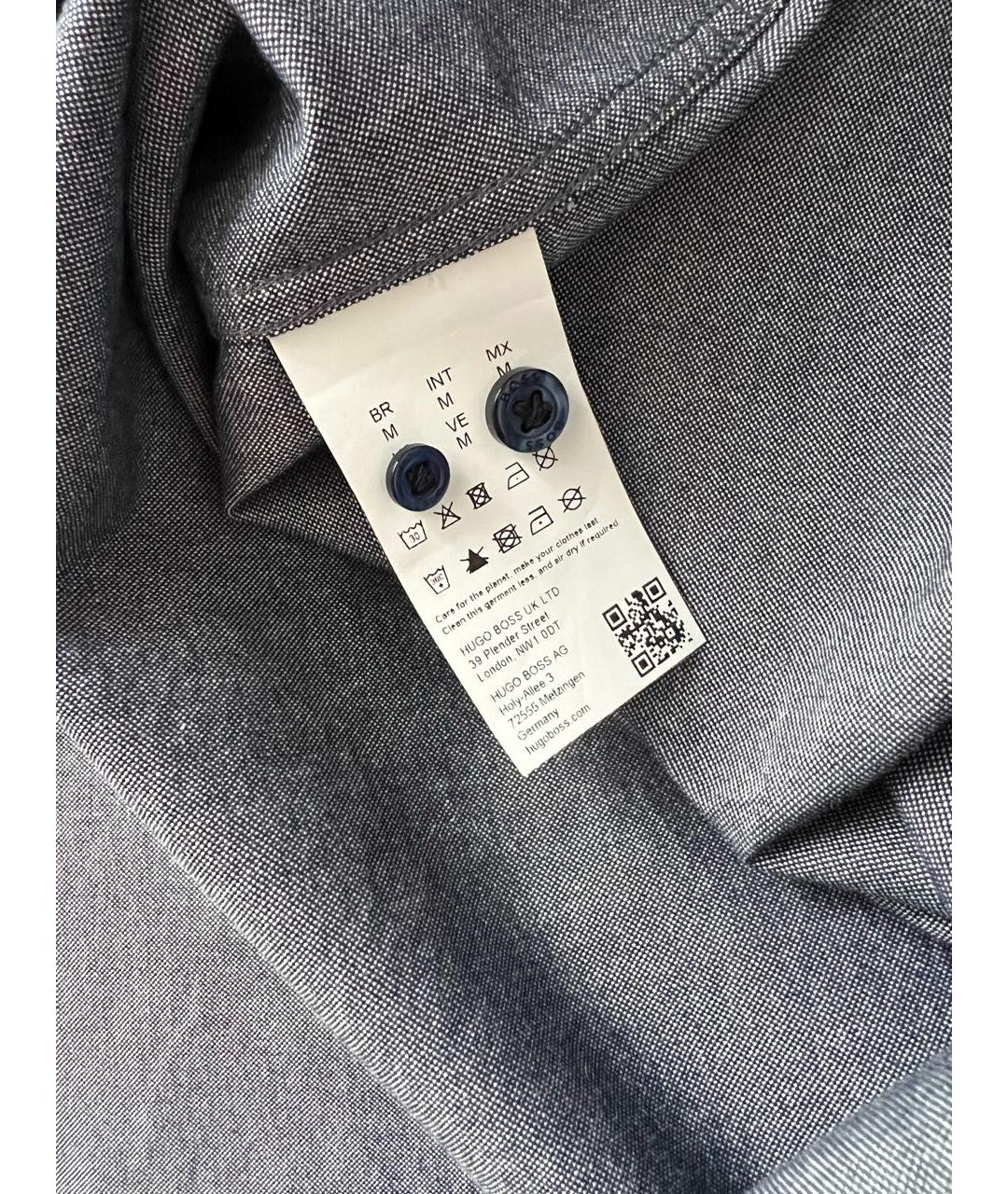 HUGO BOSS Синяя хлопковая кэжуал рубашка, фото 7