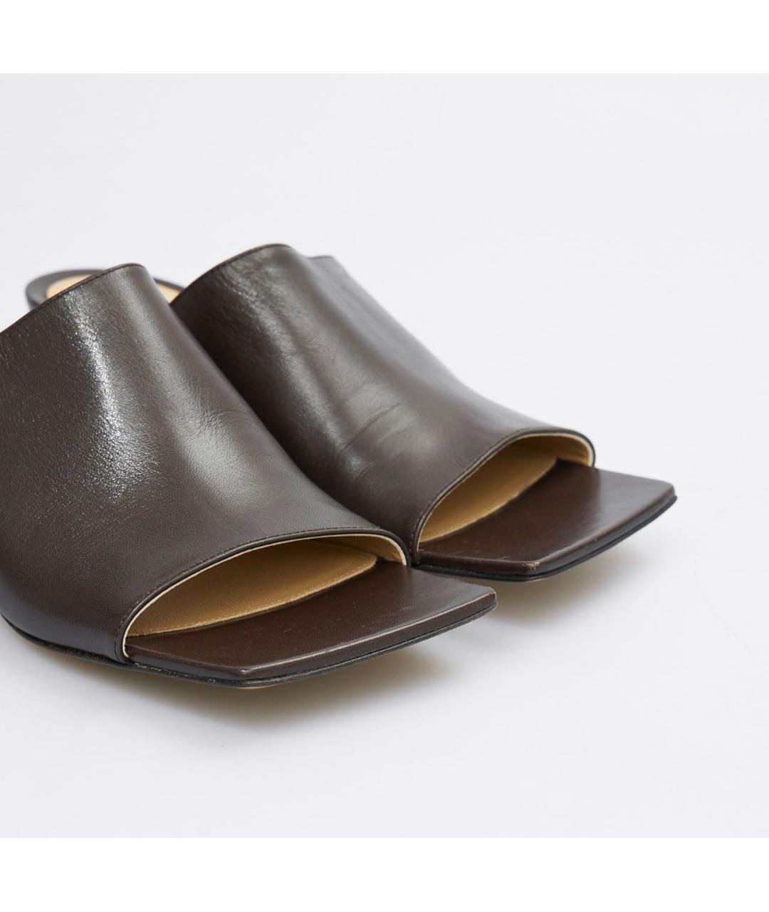 BOTTEGA VENETA Коричневые кожаные мюли, фото 3