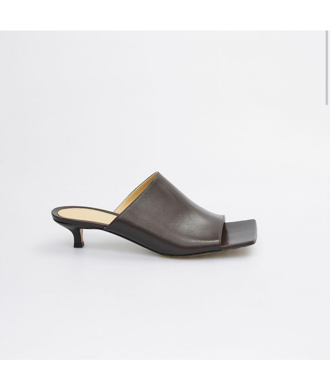 BOTTEGA VENETA Коричневые кожаные мюли, фото 5