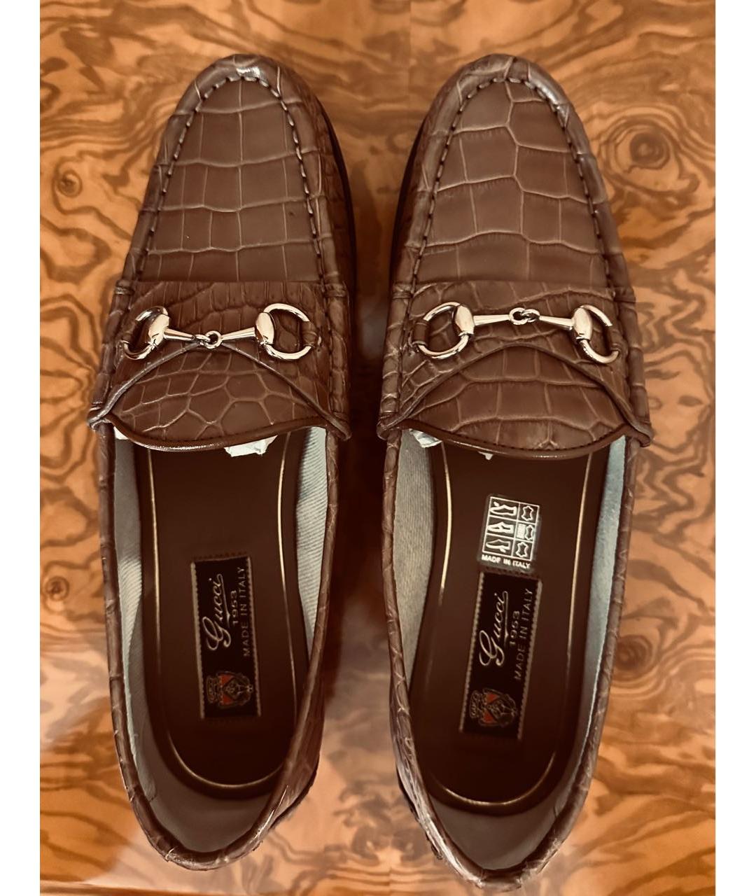 GUCCI Коричневые лоферы из экзотической кожи, фото 3
