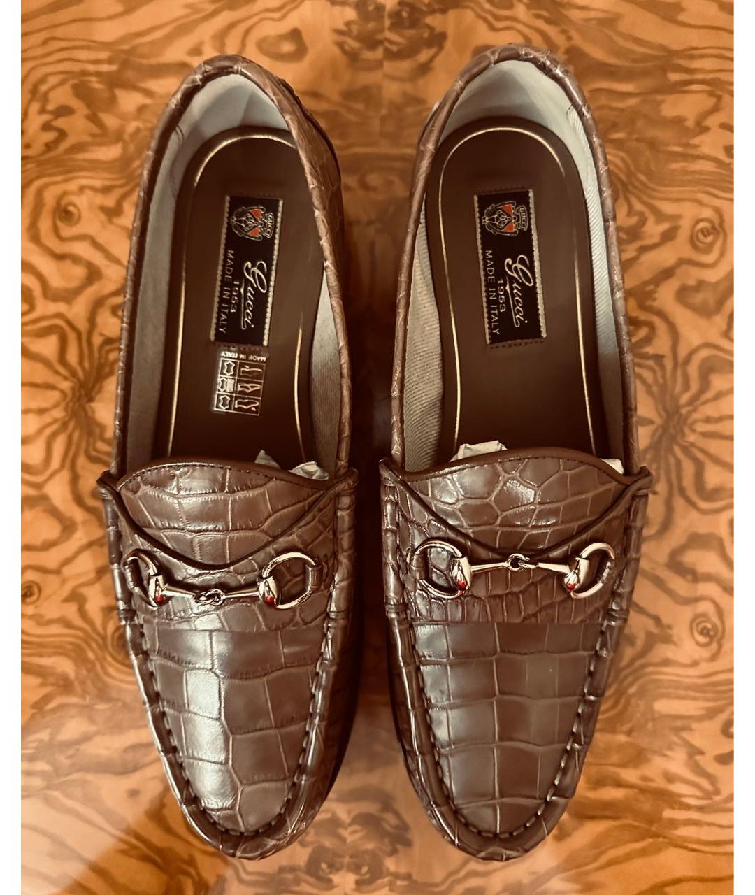 GUCCI Коричневые лоферы из экзотической кожи, фото 2