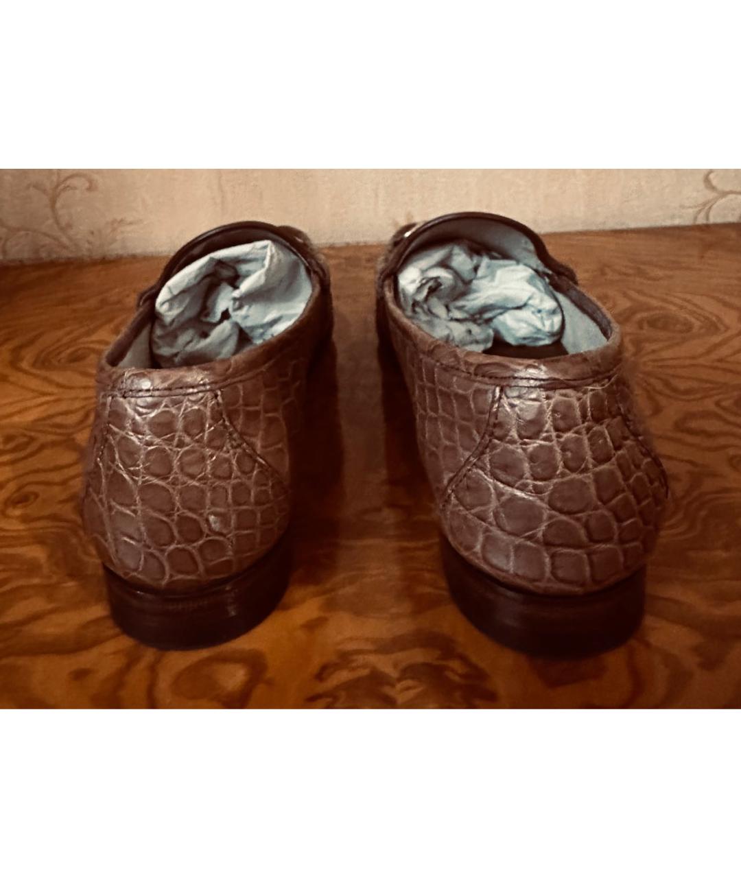 GUCCI Коричневые лоферы из экзотической кожи, фото 4
