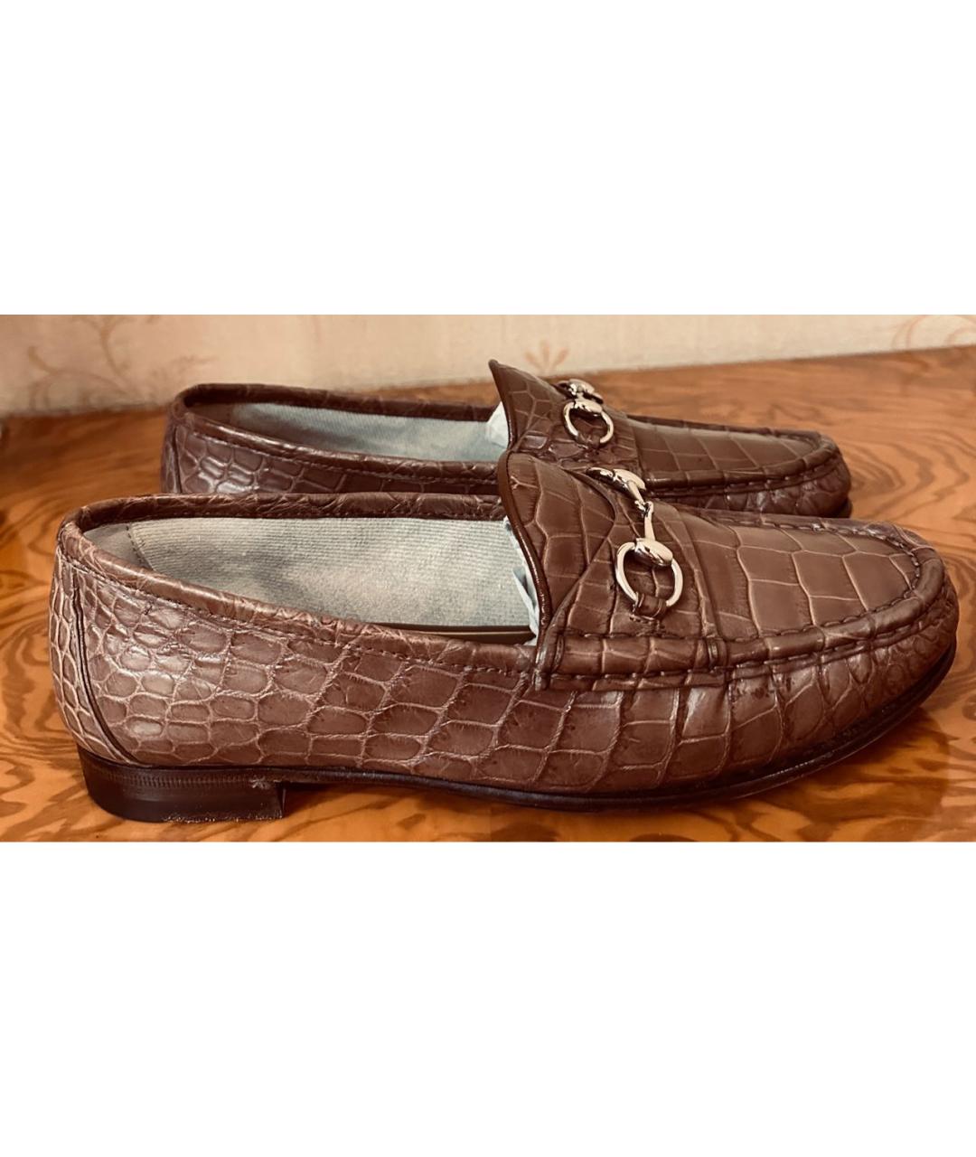 GUCCI Коричневые лоферы из экзотической кожи, фото 7