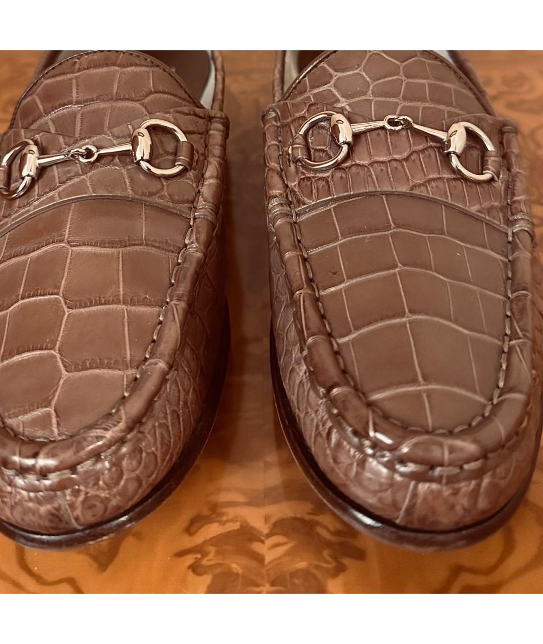 GUCCI Коричневые лоферы из экзотической кожи, фото 6