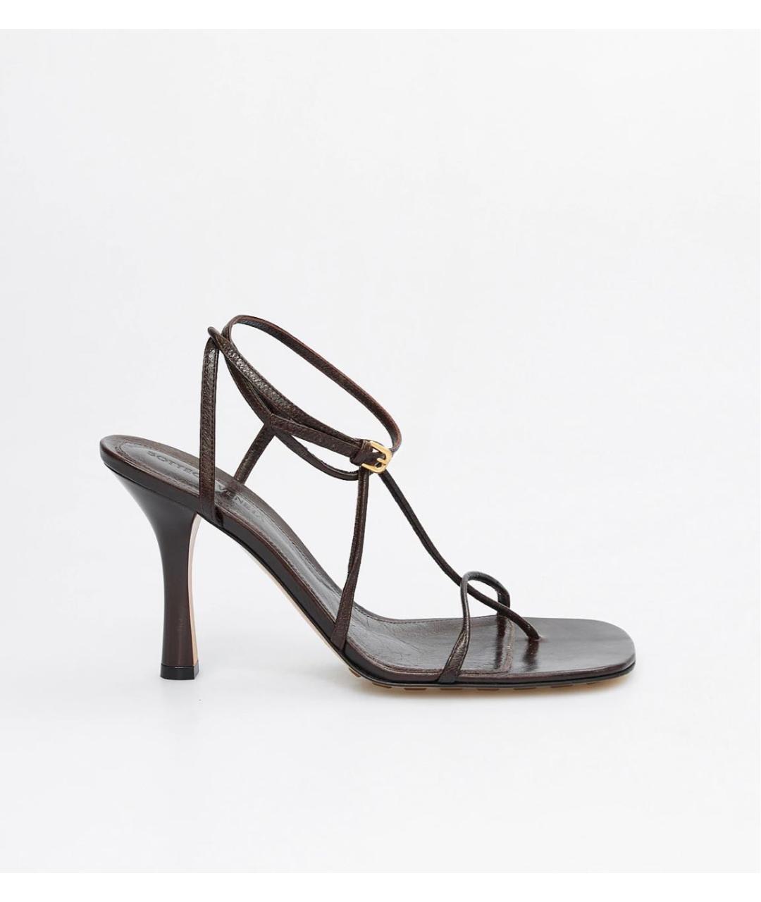 BOTTEGA VENETA Коричневые кожаные босоножки, фото 5