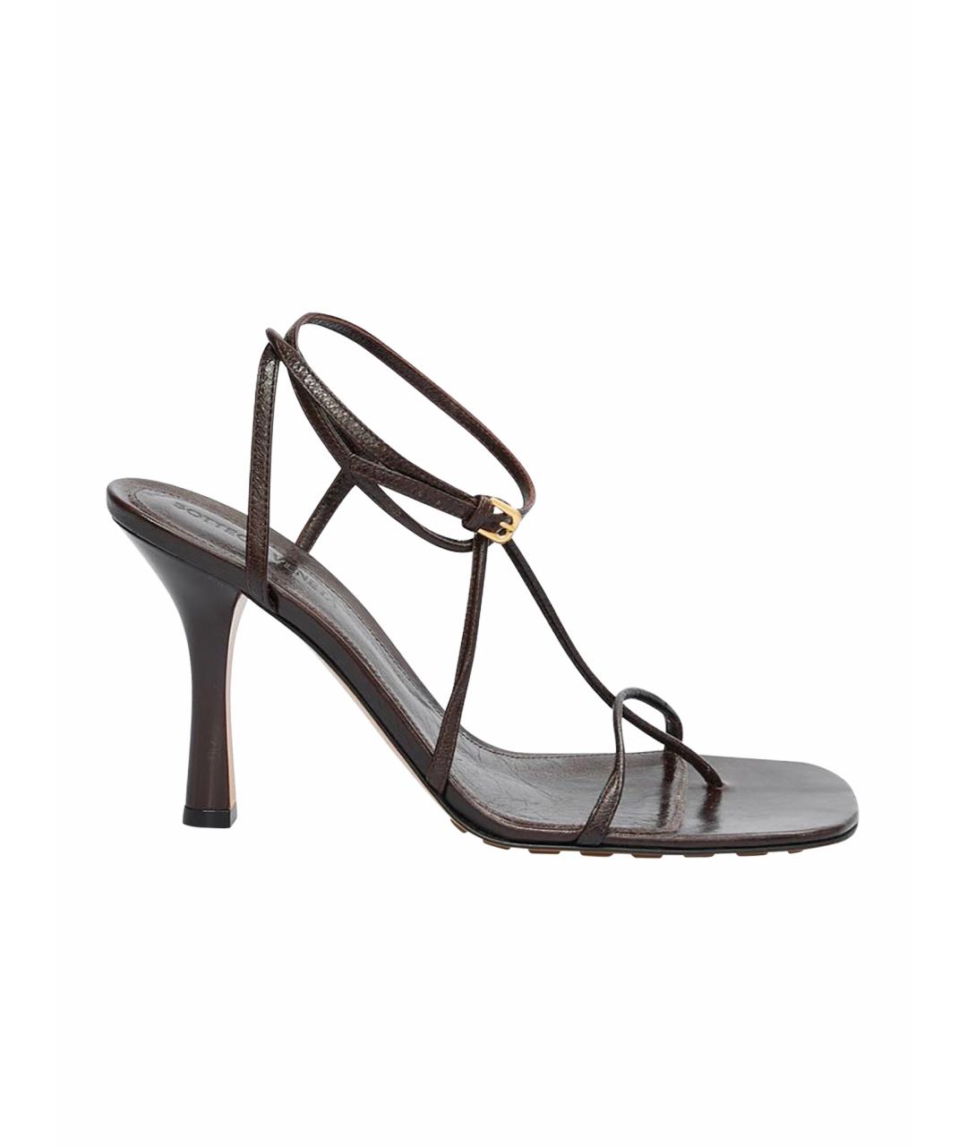 BOTTEGA VENETA Коричневые кожаные босоножки, фото 1