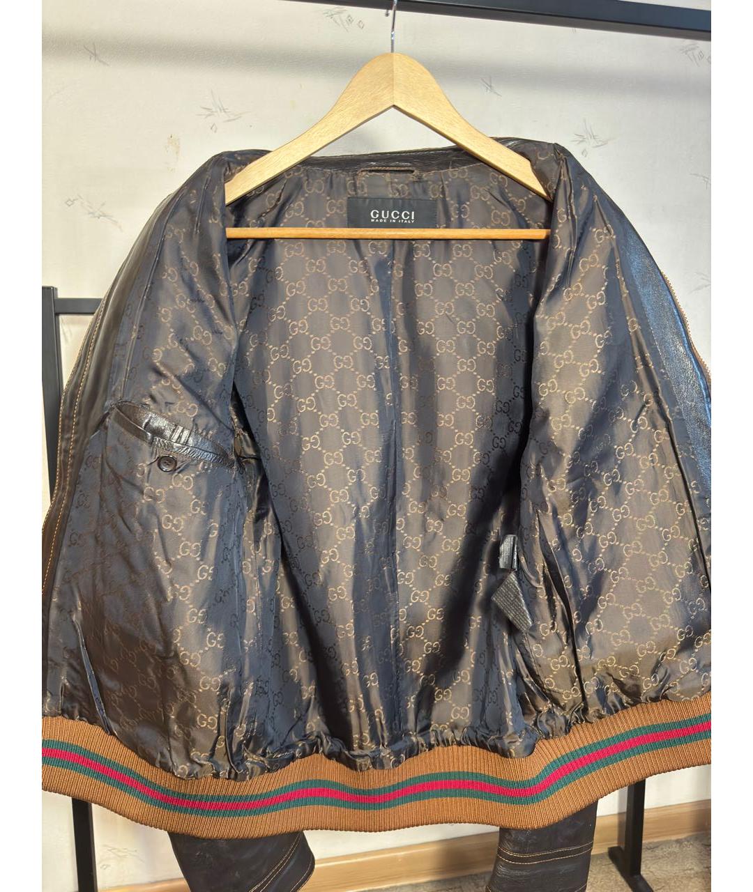 GUCCI Коричневая кожаная куртка, фото 3