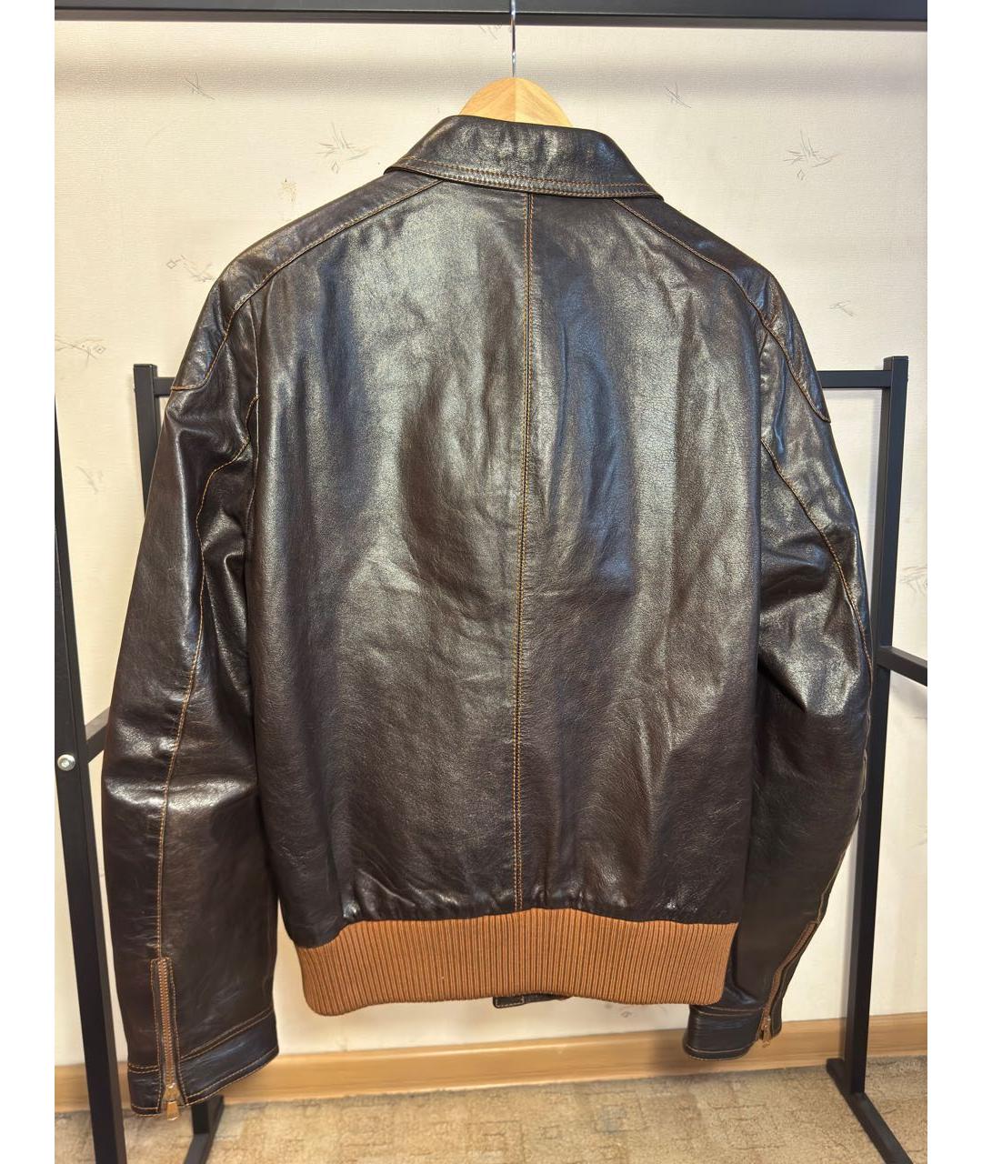 GUCCI Коричневая кожаная куртка, фото 2