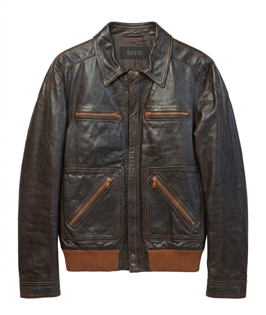 GUCCI Коричневая кожаная куртка, фото 1