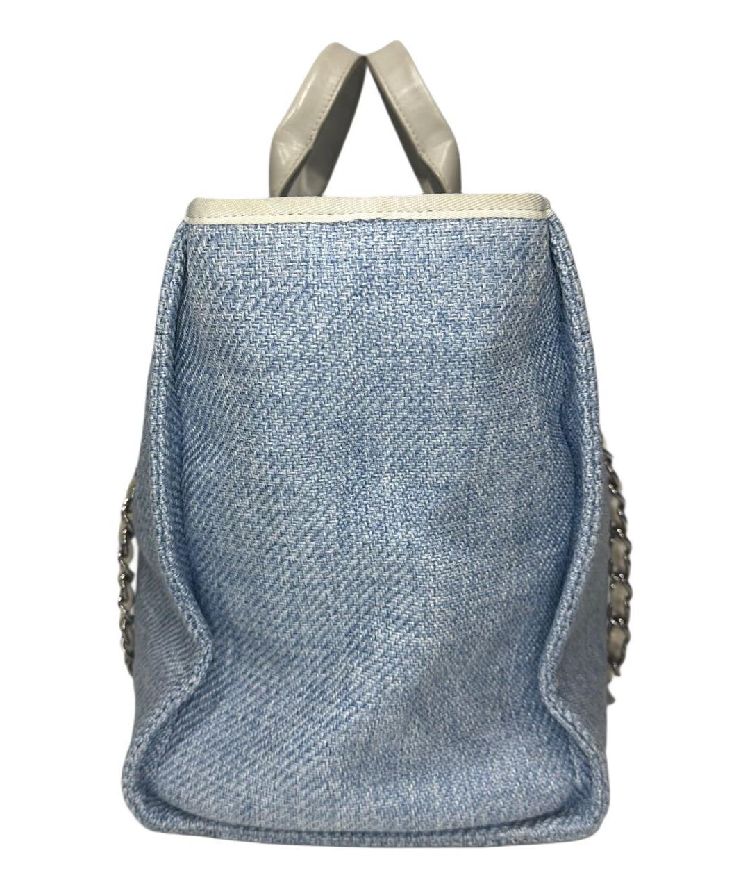 CHANEL Голубая деним сумка с короткими ручками, фото 2